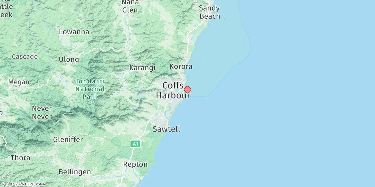 Map preview for Coffs Harbour