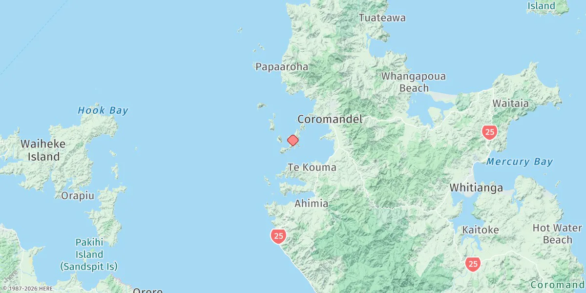 Map preview for Coromandel Harbour - Whanganui Island