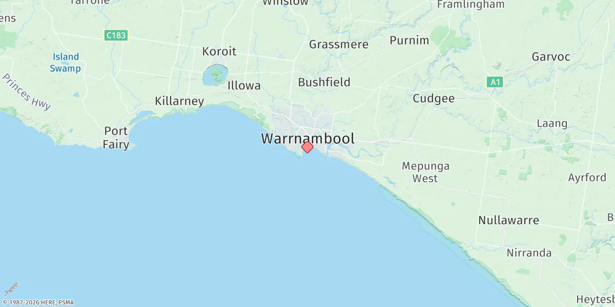 Map preview for Warrnambool