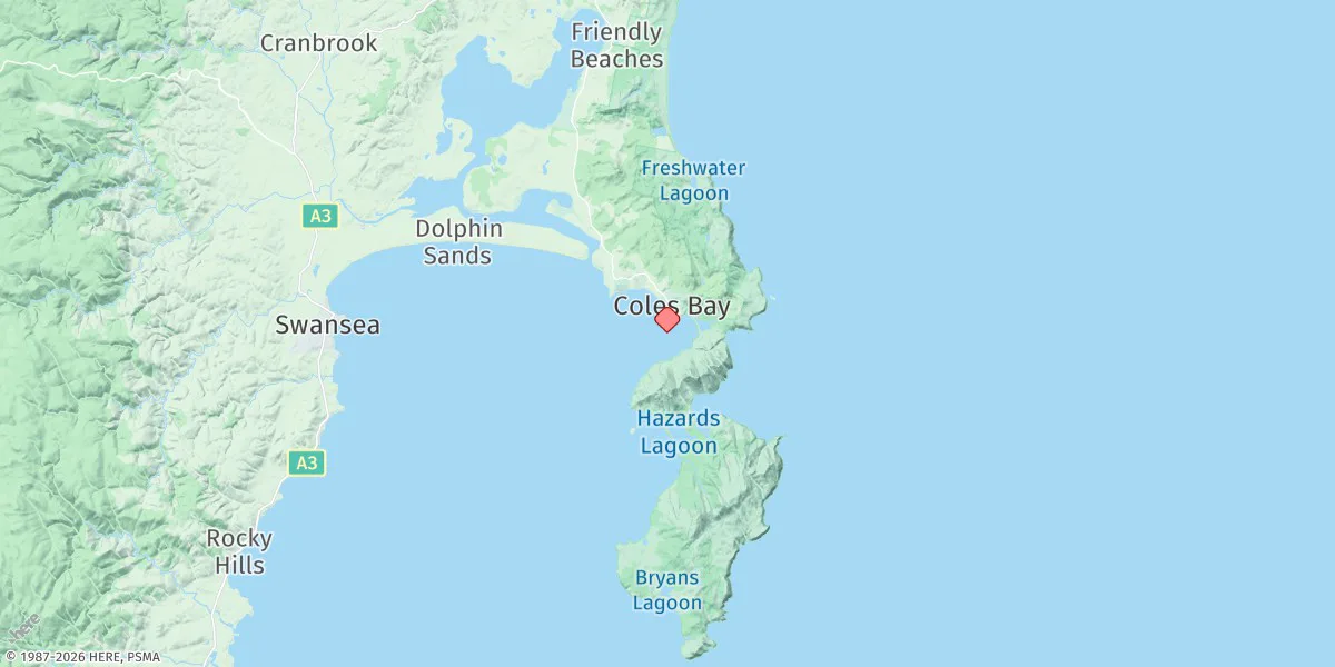Map preview for Coles Bay