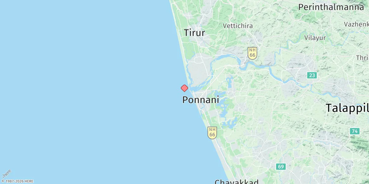Map preview for Ponnani