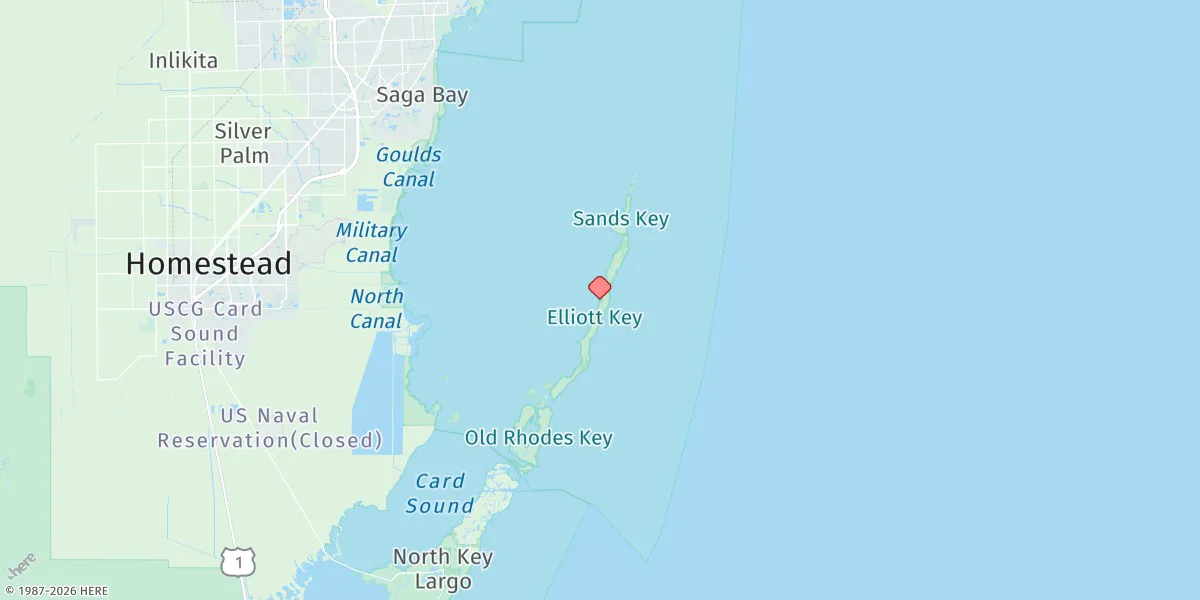 Map preview for Elliott Key Harbor, Elliott Key, Biscayne Bay