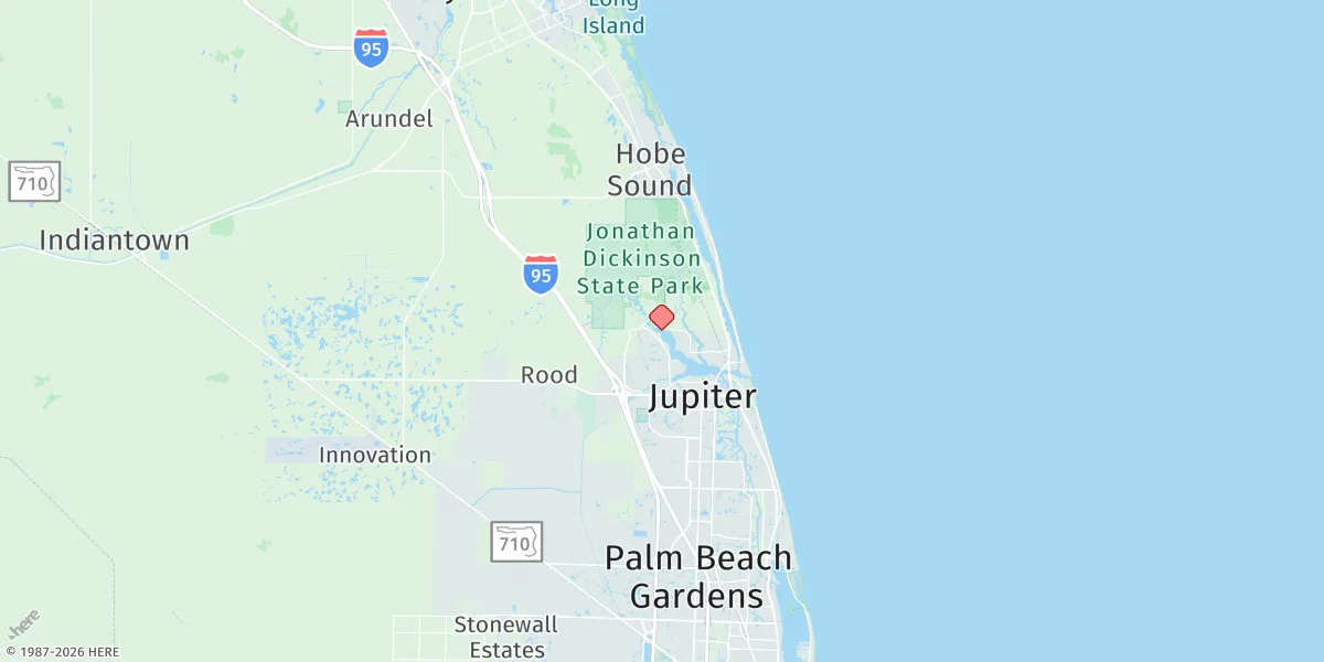 Map preview for 3 Miles Above A1a Highway Bridge