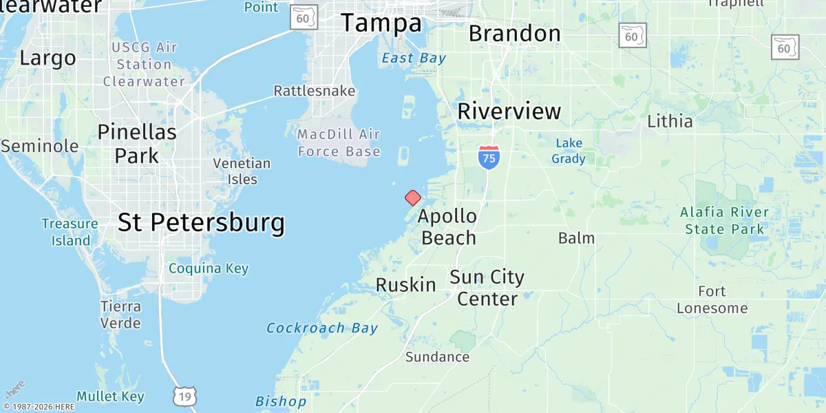 Map preview for Apollo Beach, Hillsborough Bay