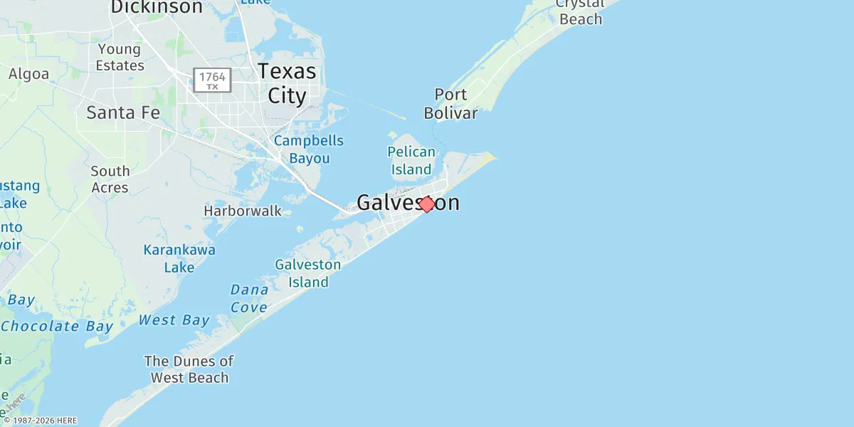 Map preview for Galveston Pleasure Pier