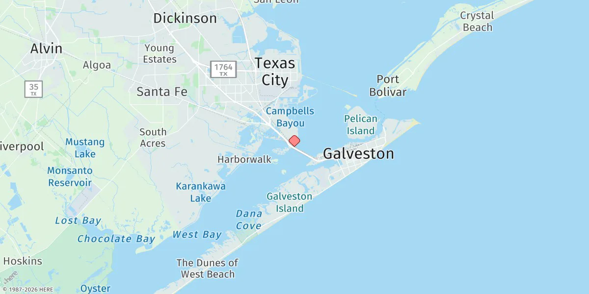 Map preview for Galveston Railroad Bridge