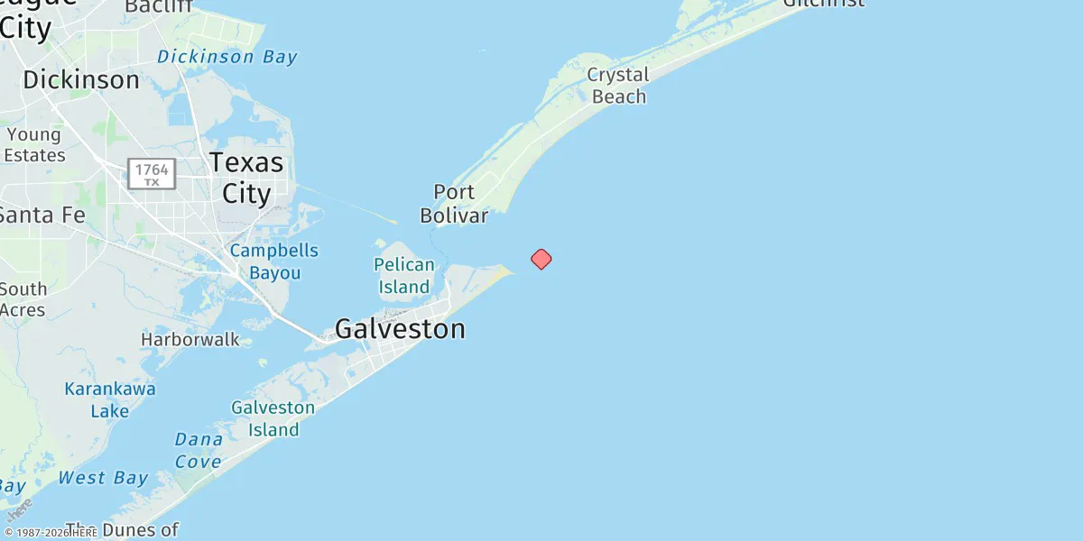Map preview for Galveston Bay Entrance, South Jetty, Texas