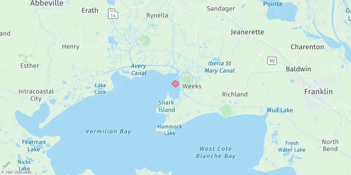 Map preview for Weeks Bay, Vermilion Bay, Louisiana (Sub)
