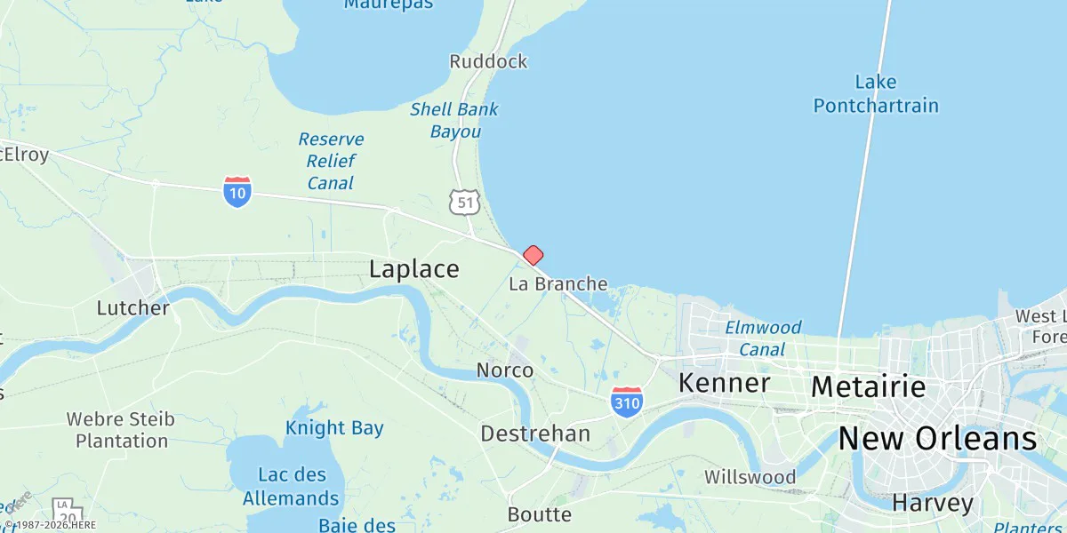 Map preview for I-10 Bonnet Carre Floodway