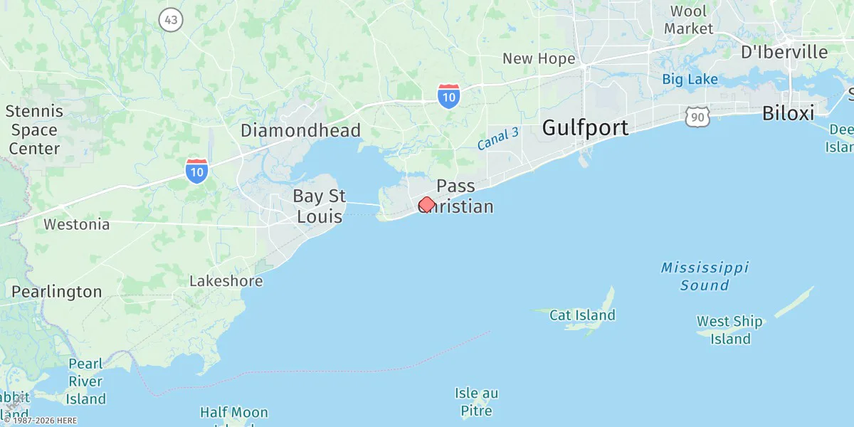 Map preview for Pass Christian Yacht Club, Mississippi Sound