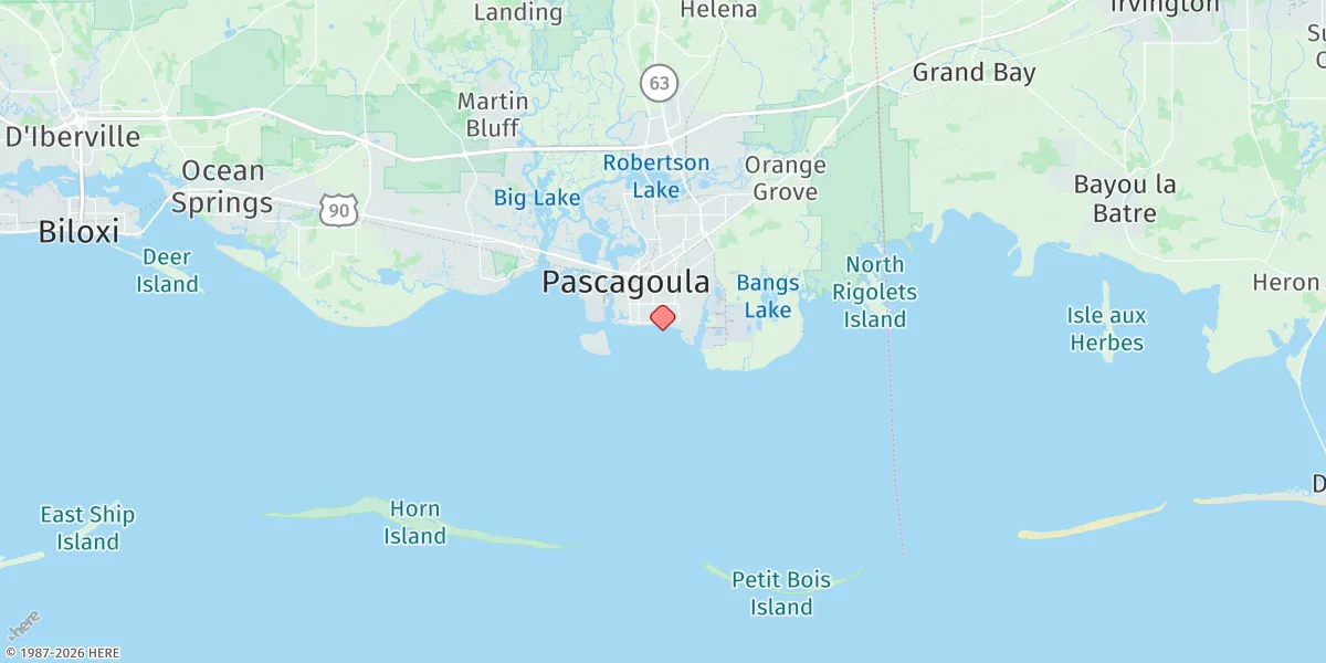 Map preview for Pascagoula, Mississippi Sound