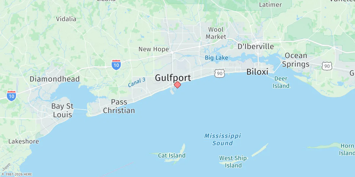 Map preview for Gulfport Harbor, Mississippi Sound