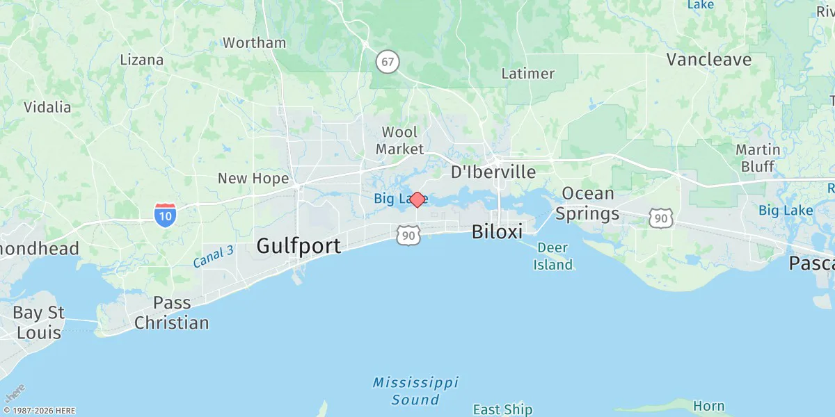 Map preview for Popps Ferry, Back Bay, Biloxi