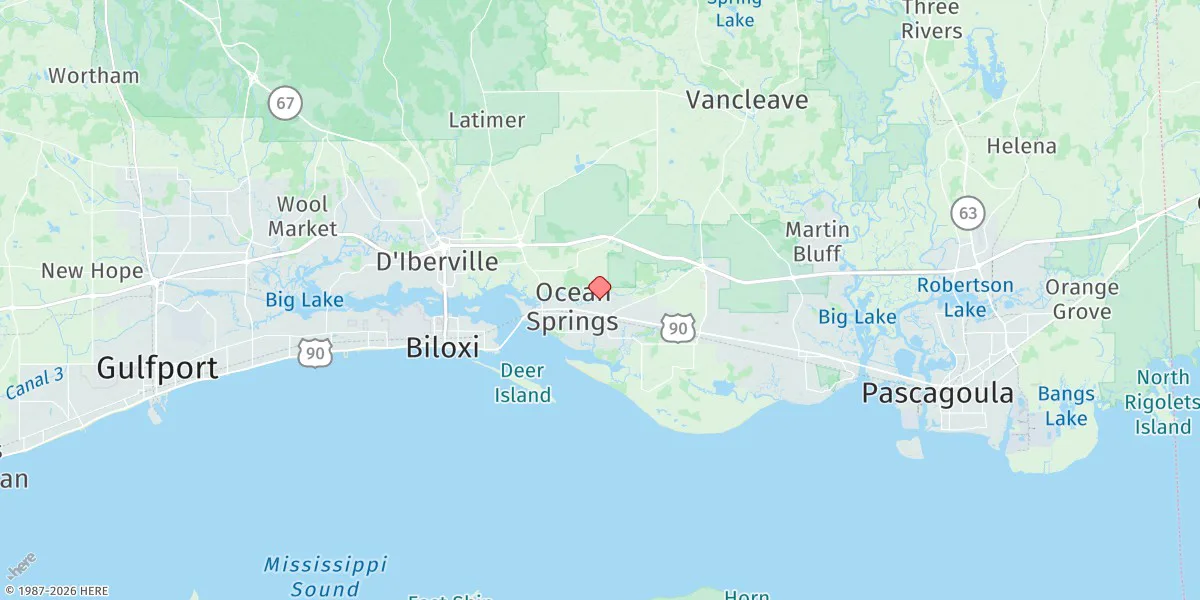 Map preview for Ocean Springs Marina, Old Fort Bayou