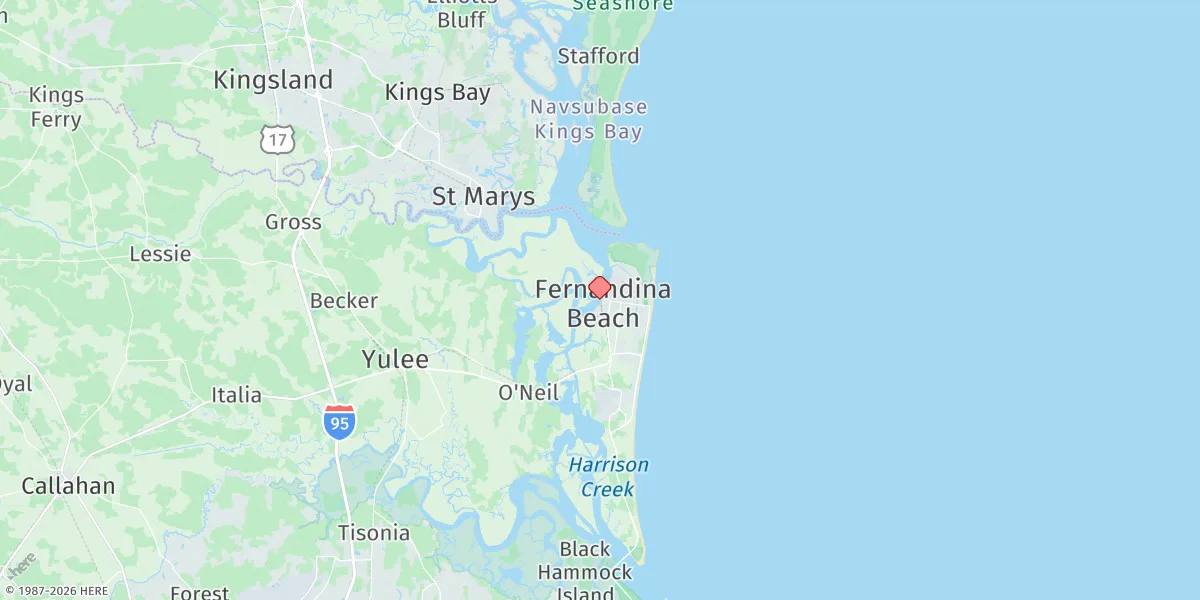 Map preview for Fernandina Beach, Amelia River