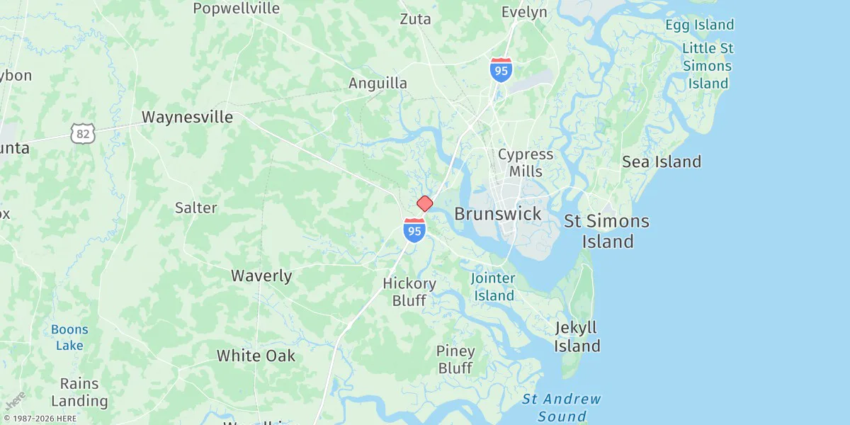 Map preview for Highway Bridge, South Brunswick River