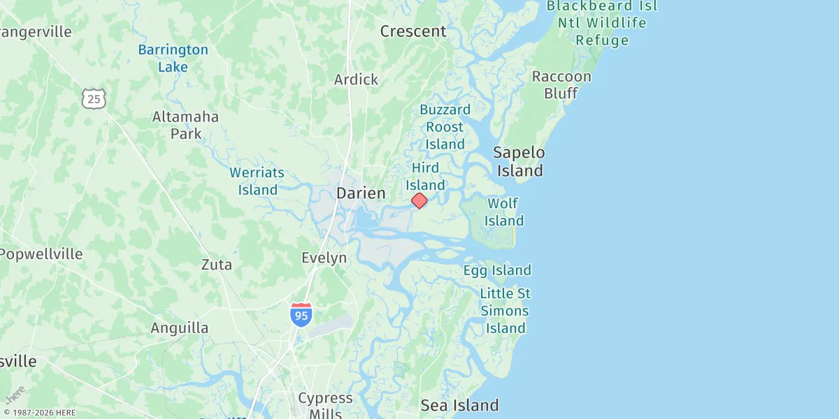 Map preview for Threemile Cut Entrance, Darien River