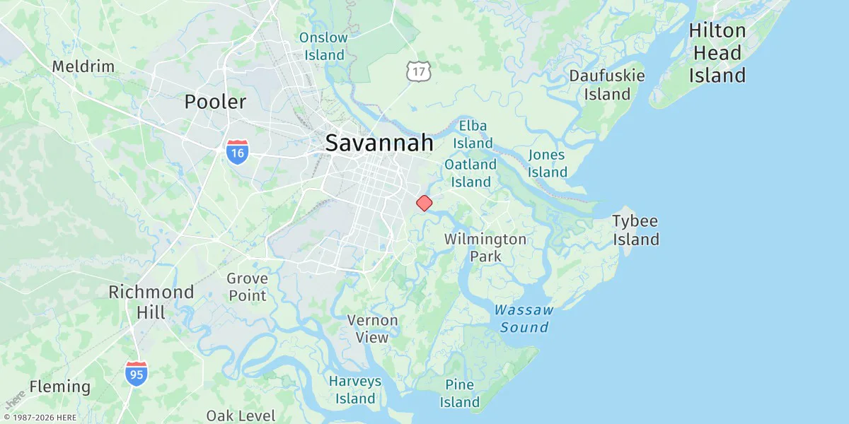Map preview for Palmer Johnson Shipyard, Wilmington River