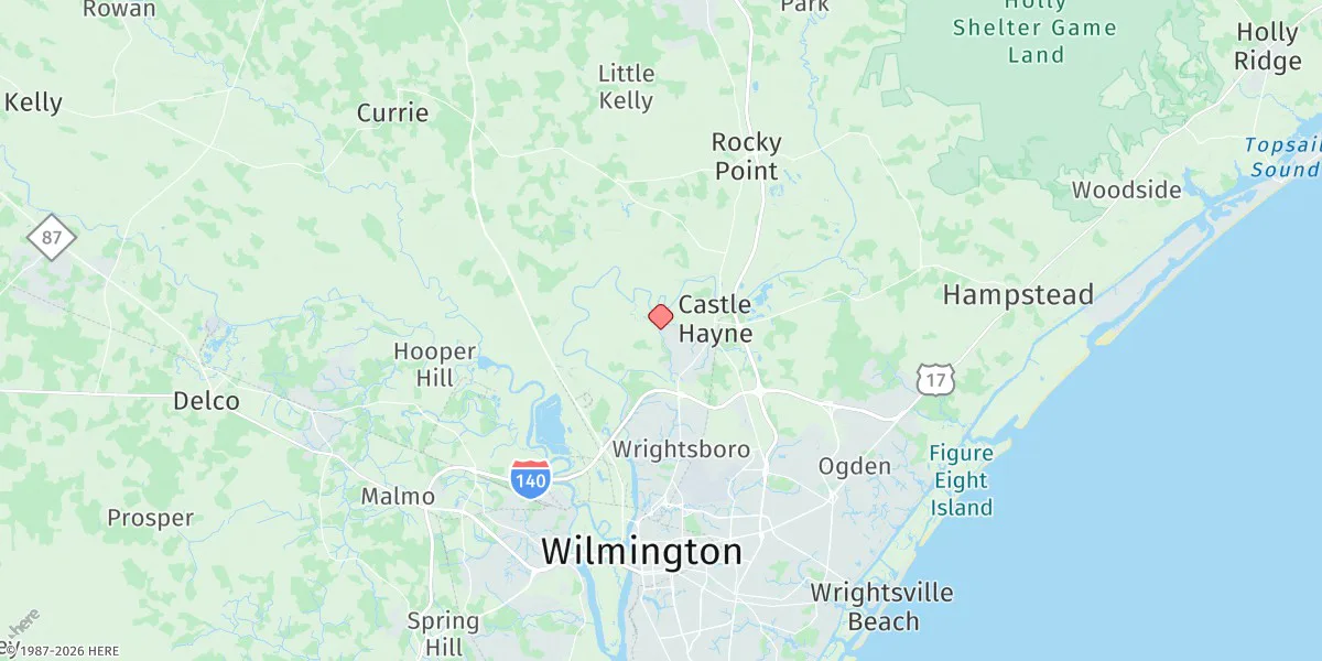 Map preview for Castle Hayne, Northeast River