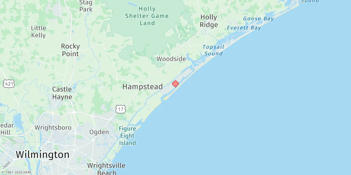 Map preview for New Topsail Inlet, North Carolina
