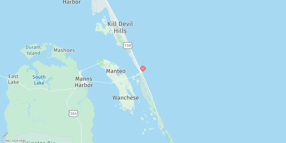 Map preview for Jennettes Pier, Nags Head (Ocean)