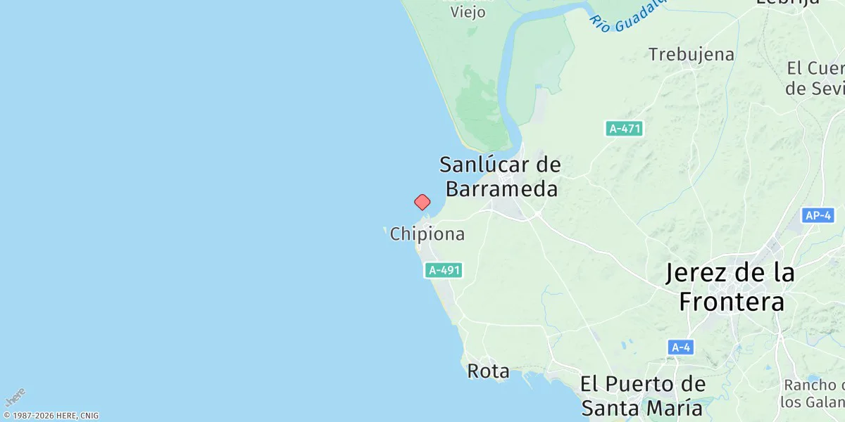 Map preview for Rio Guadalquivir Bar (Chipiona)
