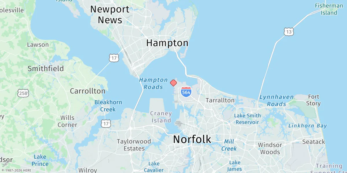 Map preview for Hampton Roads (Sewells Point)