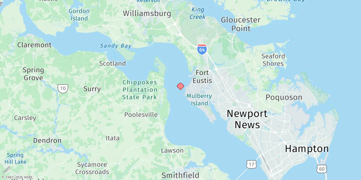 Map preview for Mulberry Point, Fort Eustis, Virginia