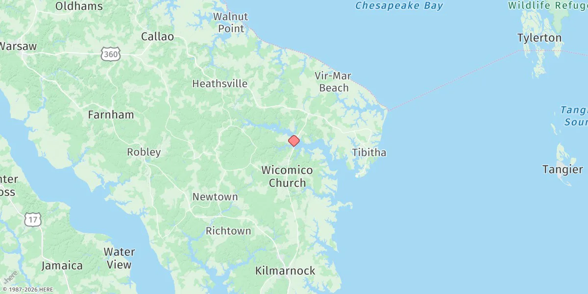 Map preview for Glebe Point, Great Wicomico River