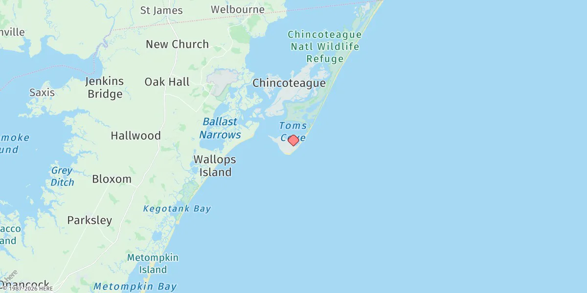 Map preview for Assateague Beach, Toms Cove
