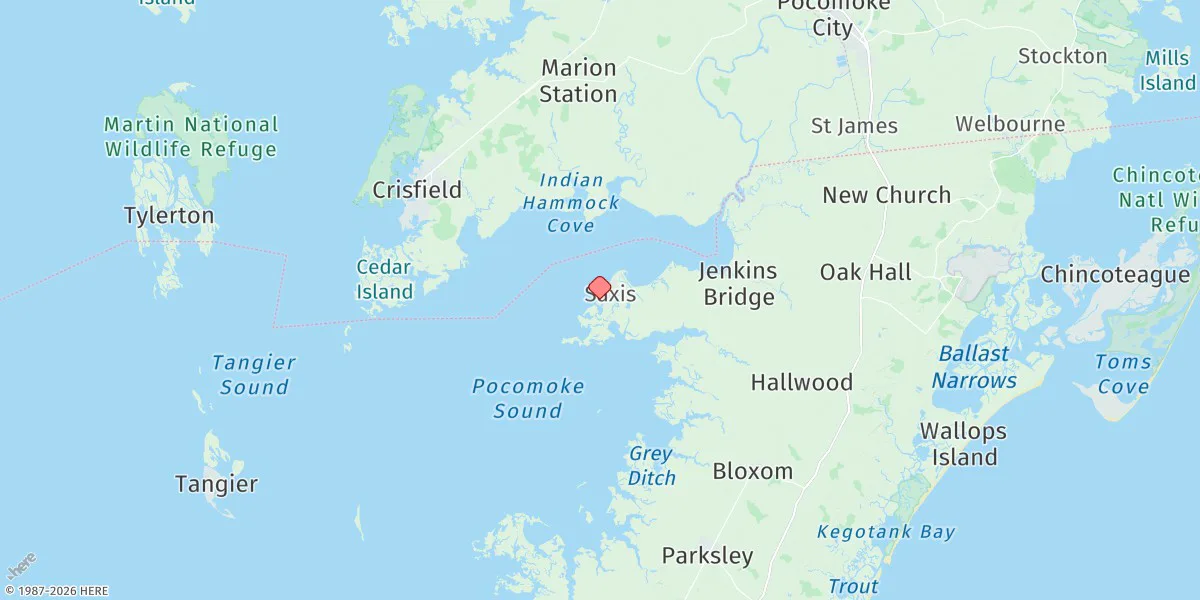 Map preview for Saxis, Starling Creek, Pocomoke Sound