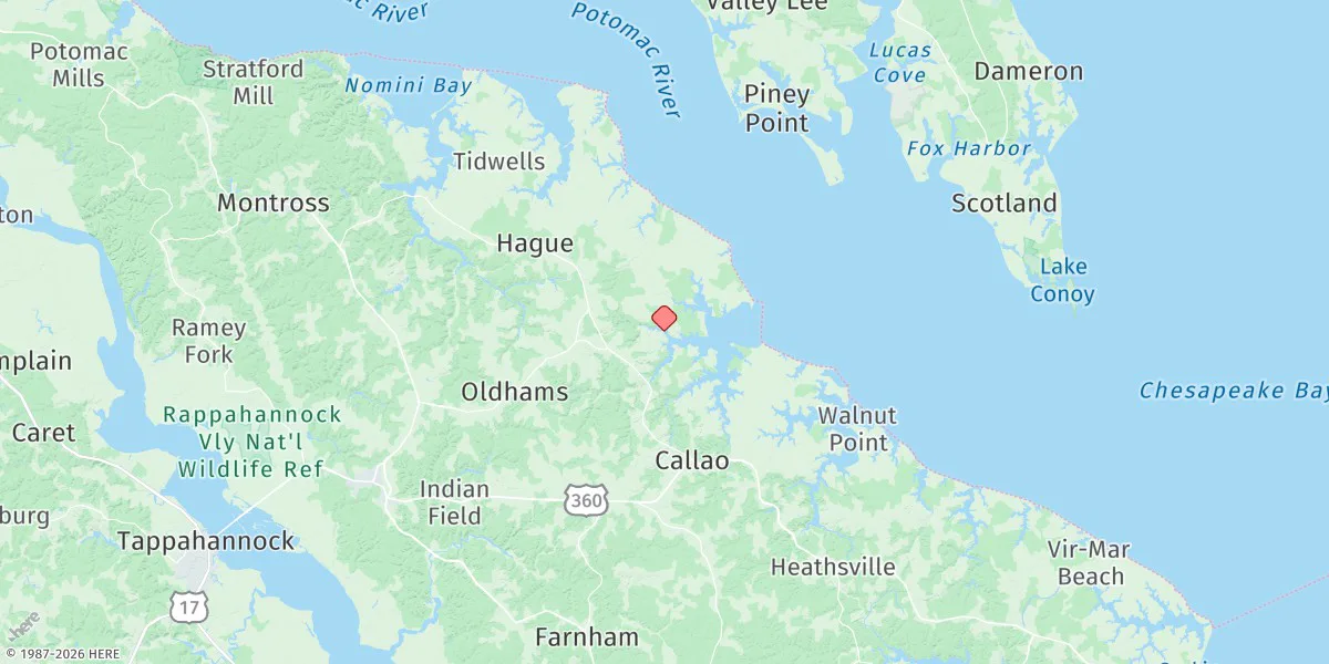 Map preview for Kinsale, Yeocomico River, Va.