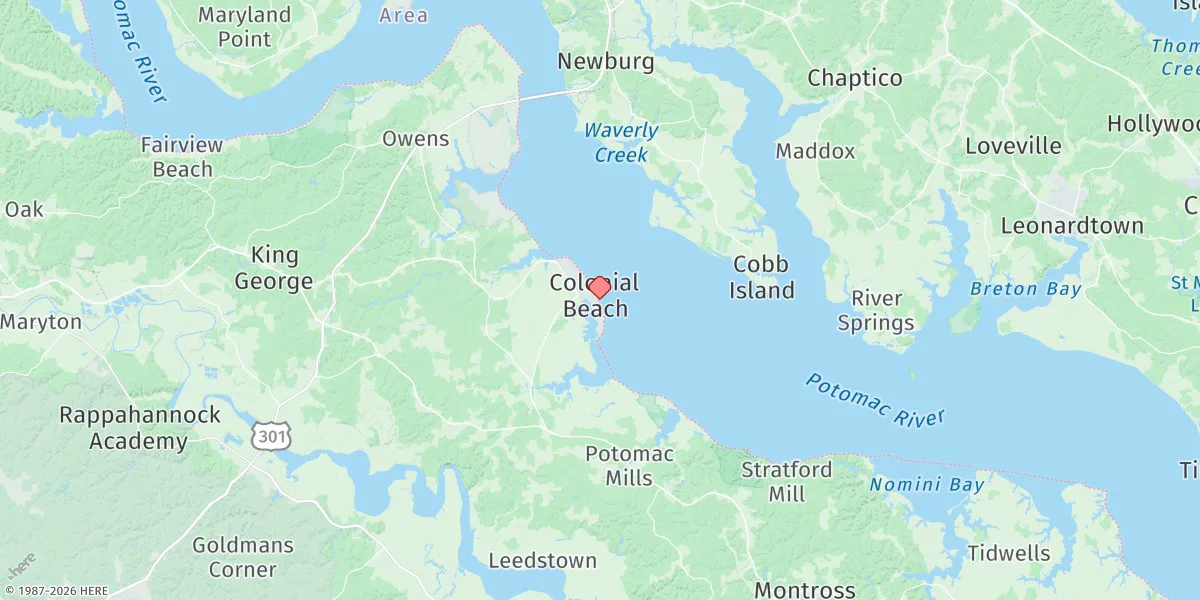Map preview for Colonial Beach, Va.
