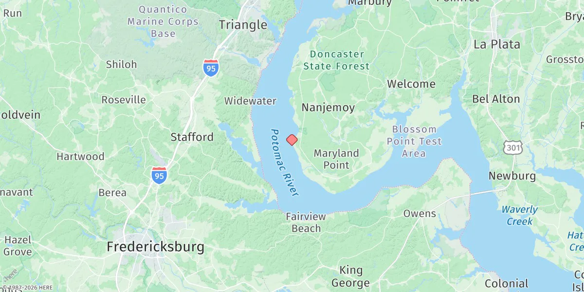 Map preview for Clifton Beach, Smith Point, Md.