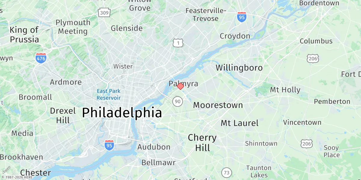 Map preview for Palmyra, Pennsauken Creek, Route 73 Bridge, N.j.