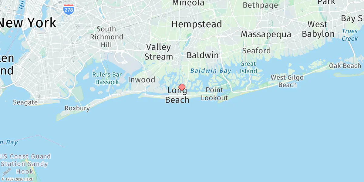 Map preview for Long Beach, Bridgewater Yacht Club, New York