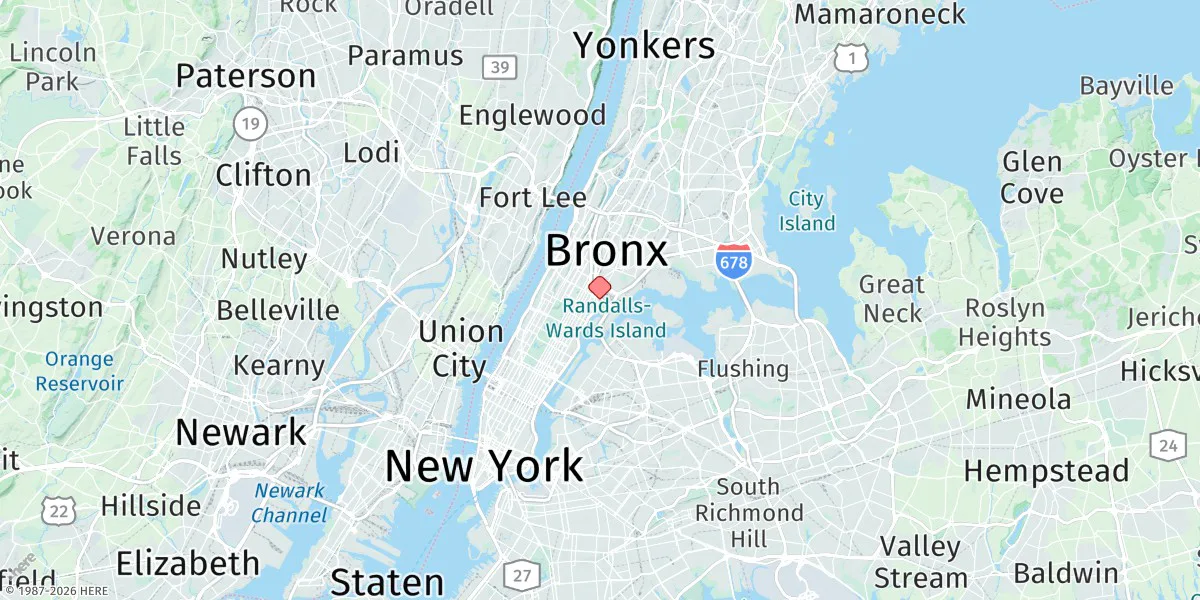 Map preview for Harlem River, Randalls Island