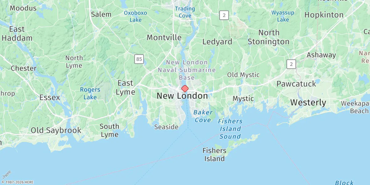 Map preview for New London, State Pier