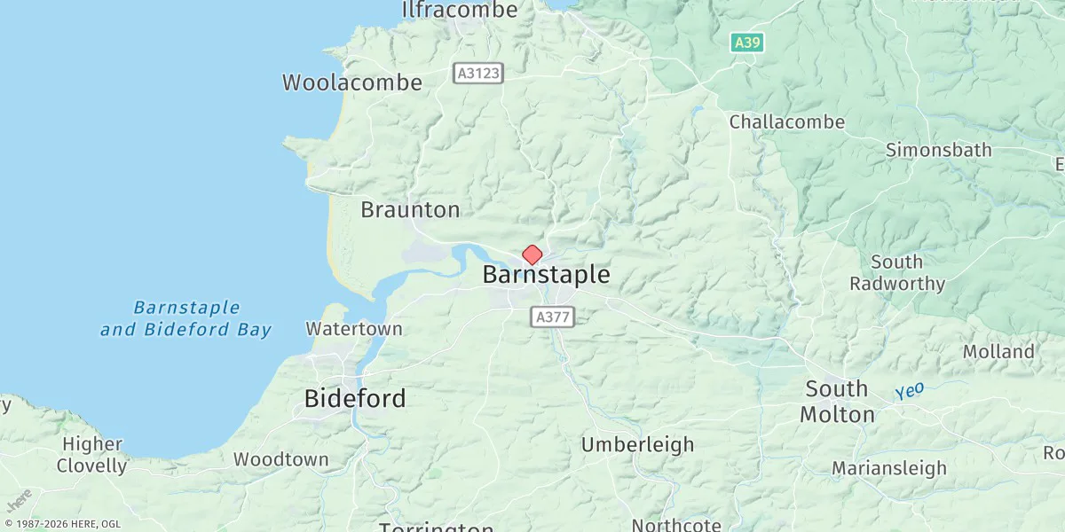 Map preview for Barnstaple
