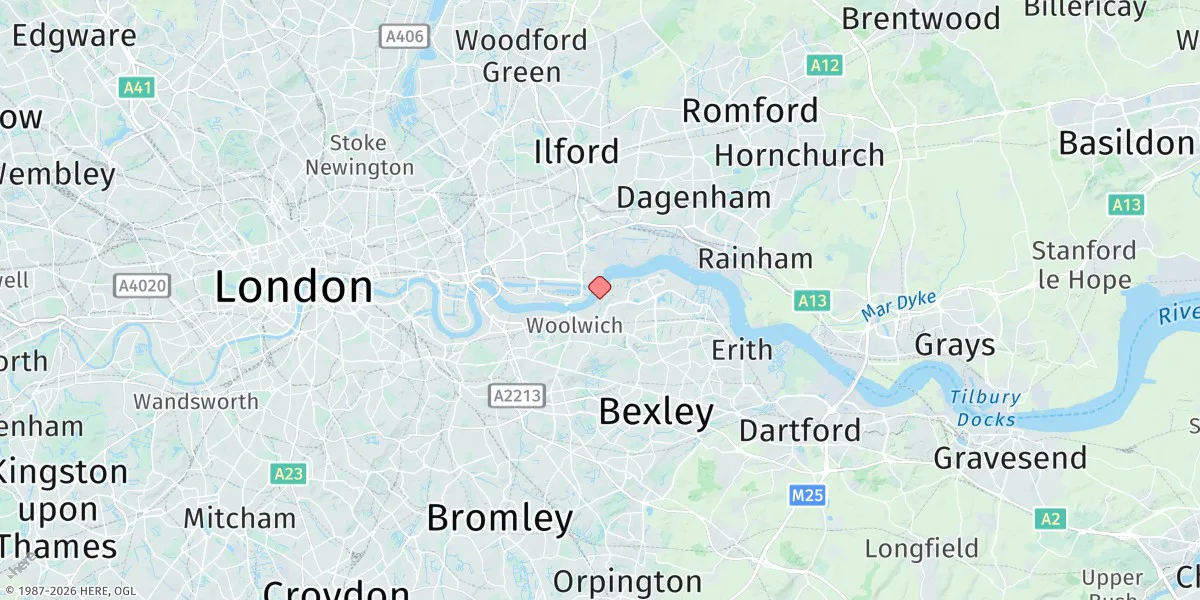 Map preview for North Woolwich