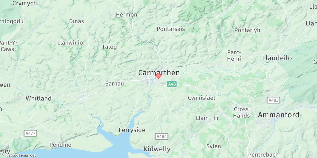 Map preview for Carmarthen