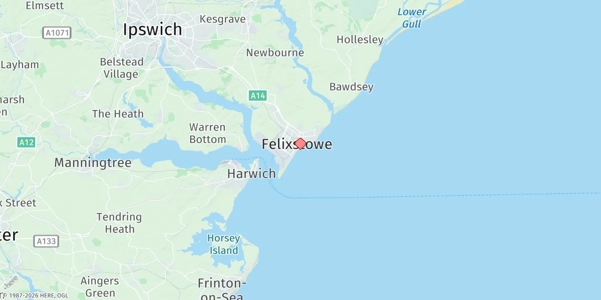 Map preview for Felixstowe