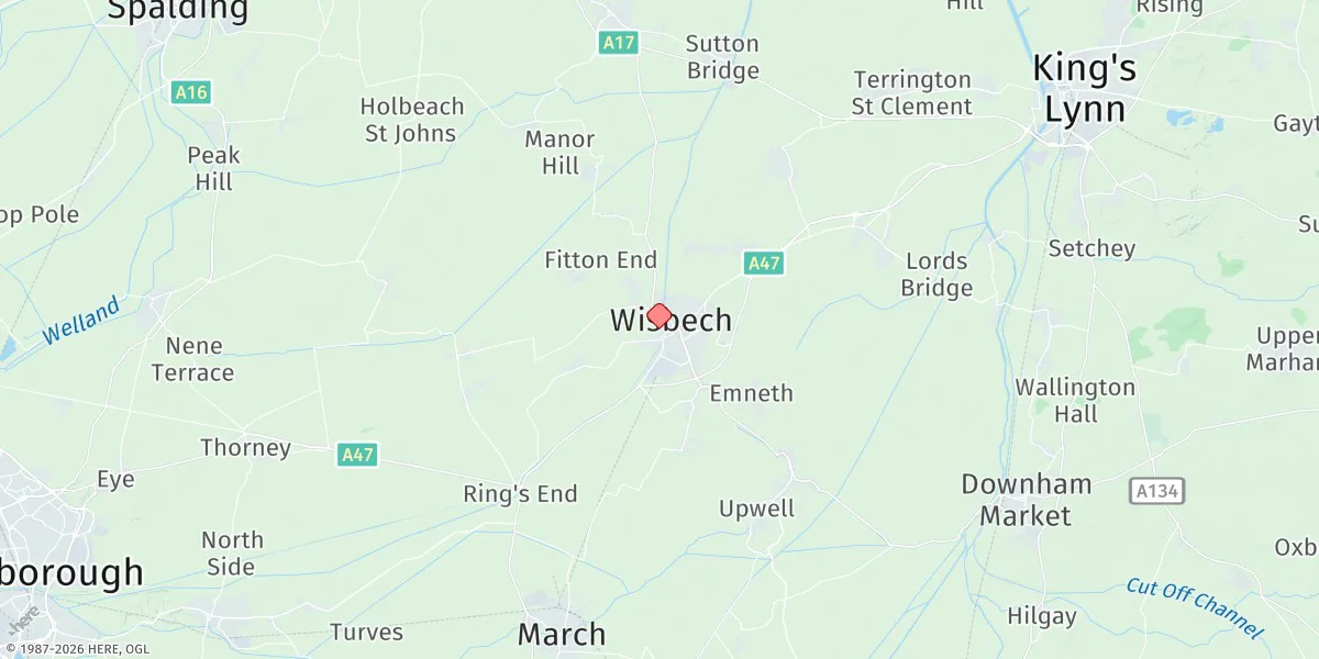 Map preview for Wisbech