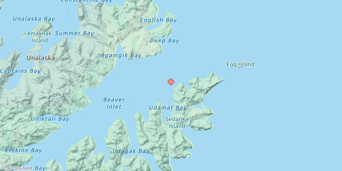Map preview for Udamat Bay, Sedanka Island, Unalaska Island, Alaska