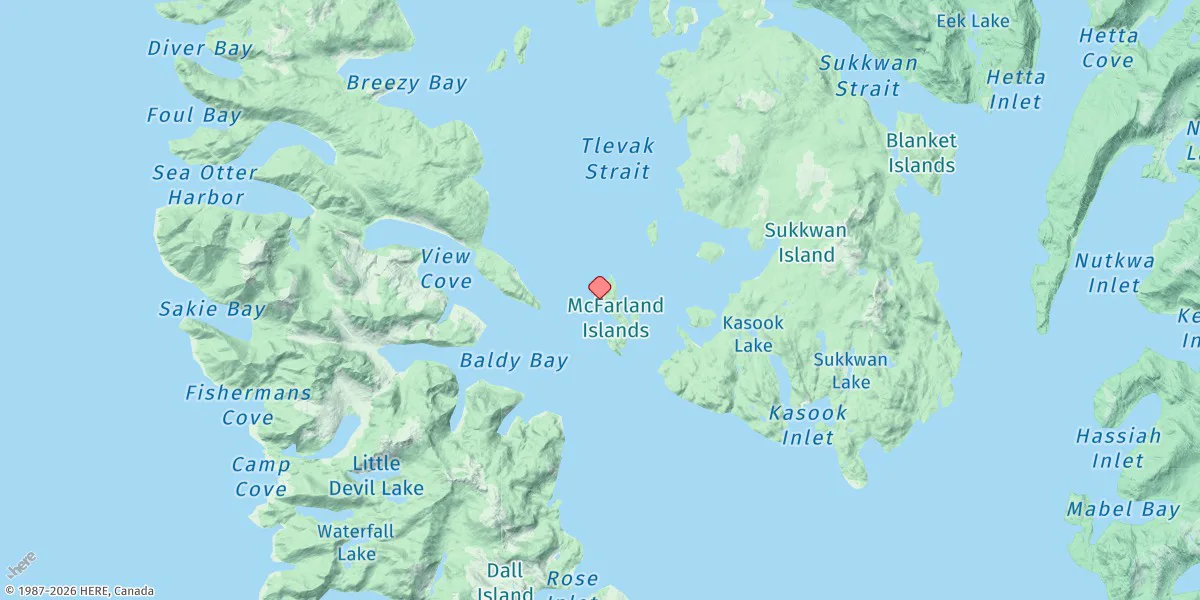 Map preview for Mcfarland Islands, Tlevak Strait, Alaska
