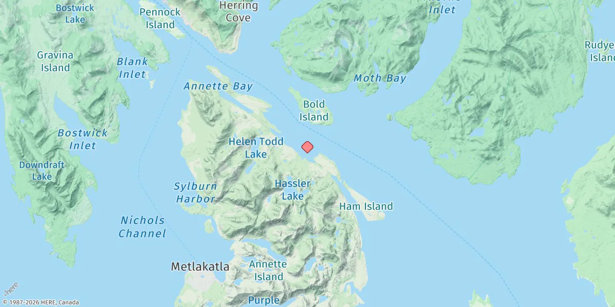 Map preview for Hassler Harbor, Annette Island, Revillagigedo Channel, Alaska
