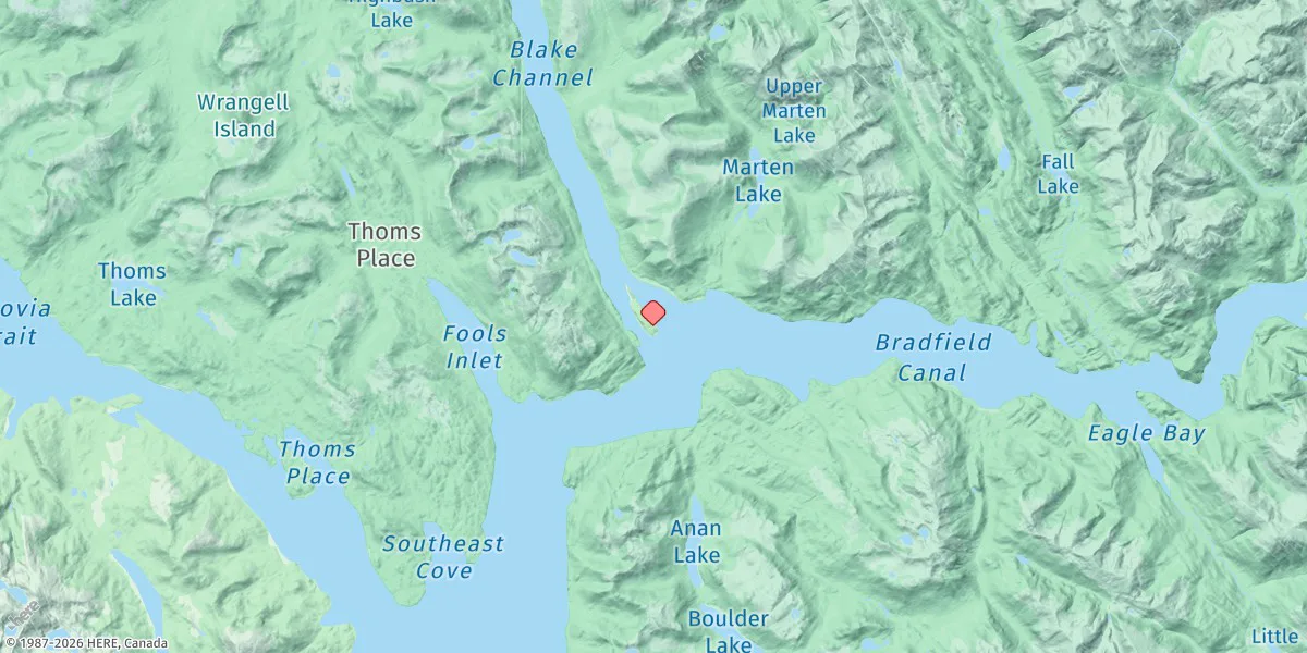 Map preview for Blake Island, Bradfield Canal, Alaska