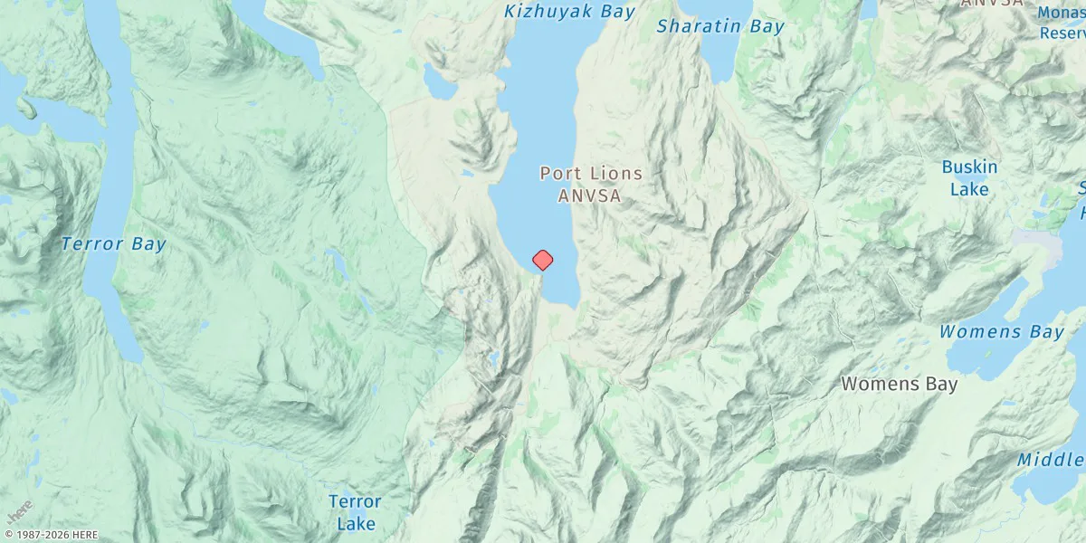 Map preview for Dovolno Point, Kizhuyak Bay