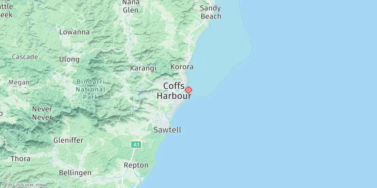 Map preview for Coffs Harbour