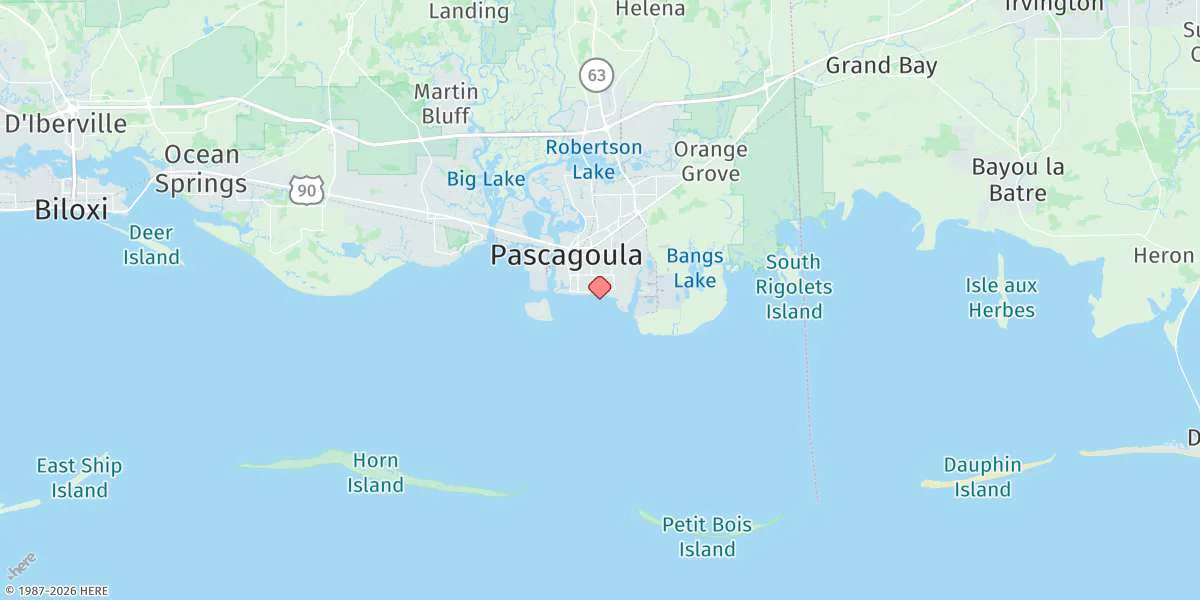 Map preview for Pascagoula, Mississippi Sound